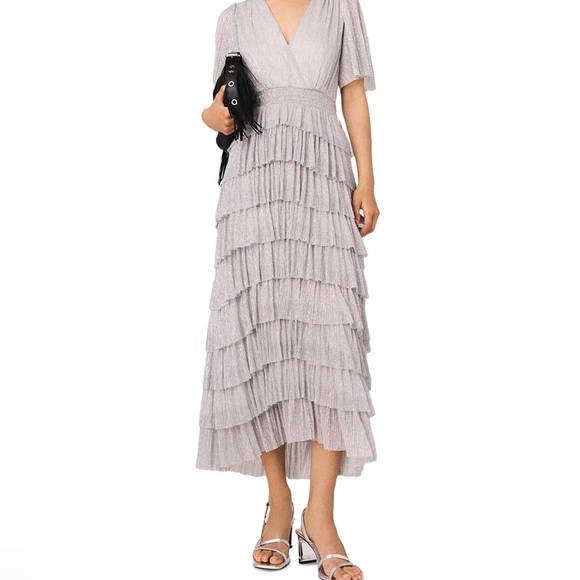 Maje Metallic Ruffled Dress - Picture 2 of 7
